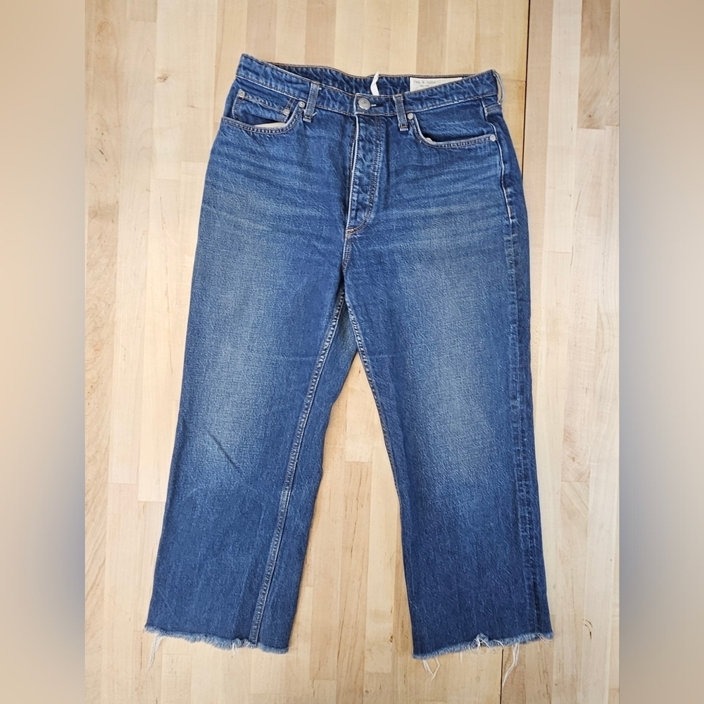 Rag & Bone Women's Alex Jeans Light Blue Cotton High Rise Straight Fit Size 31